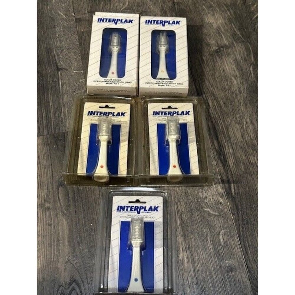 Interplak Plaque Remover Interchangeable Brush Heads 5 Color Coded NOS New